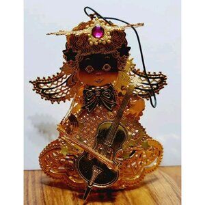 Lee Graves July Birthday Angel Ornament Figurine Gold Tone